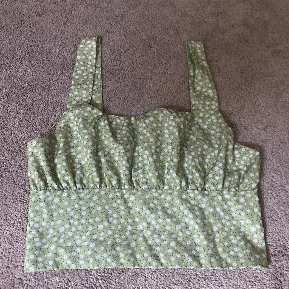green tank top with white flowers